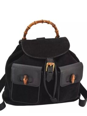 Gucci suede vintage bamboo backpack